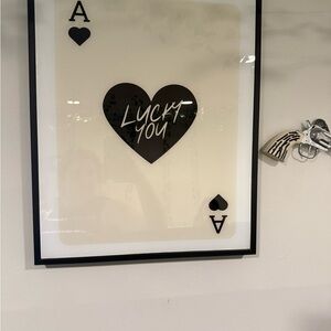 Black and White 'Lucky You' Ace of Spades Wall Art